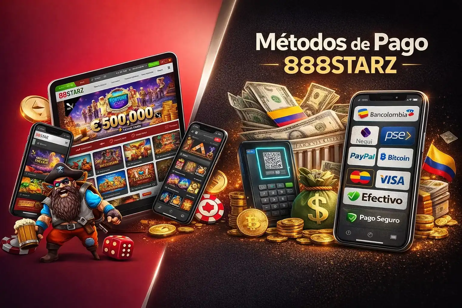 Métodos para depositar y retirar en 888Starz Colombia