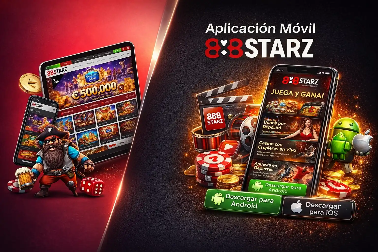 Aplicación 888Starz — Android APK e iOS